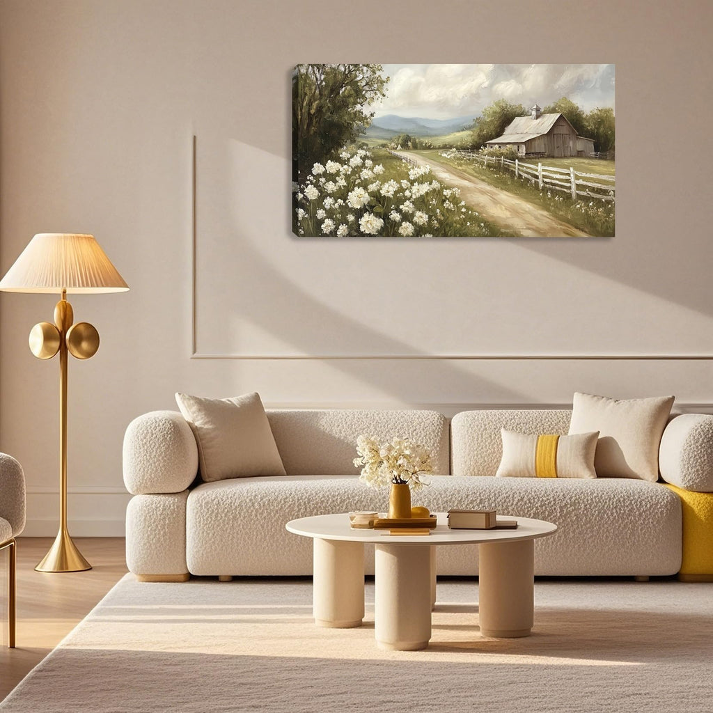 Rustic Farmhouse Canvas Wall Art Decor Nature Scenery Countryside Picture Canvas Painting Landscape Wall Poster