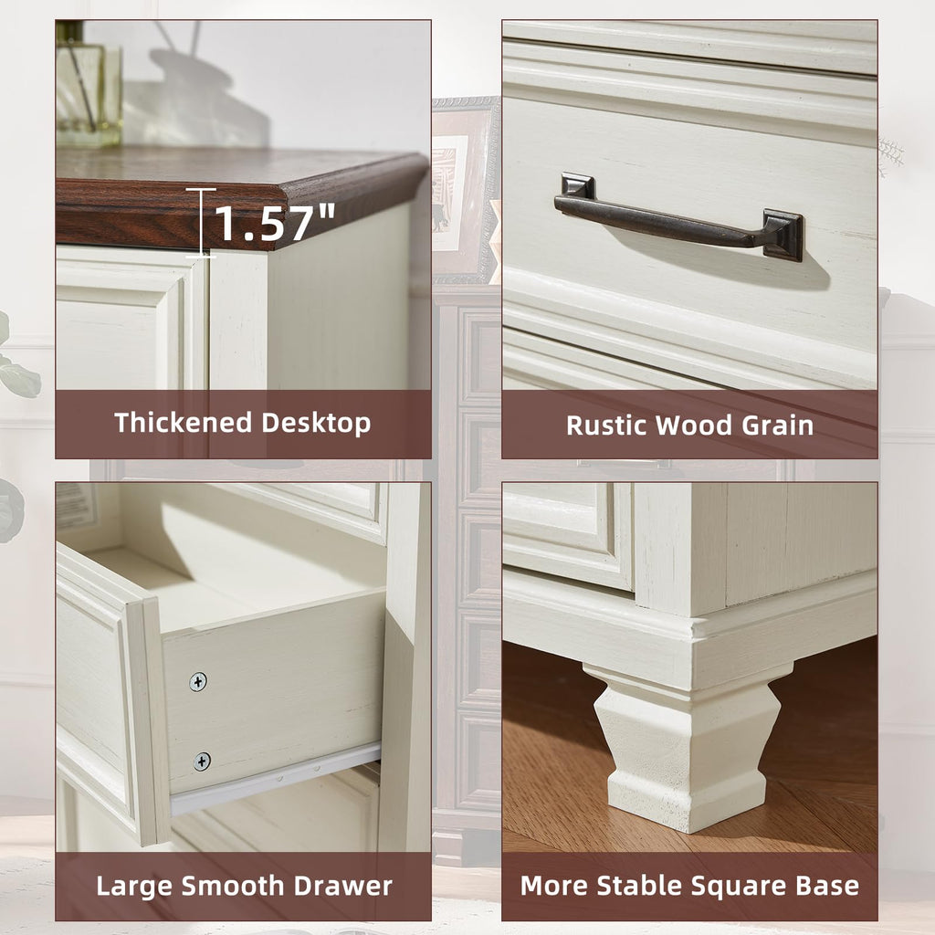 Farmhouse 5 Drawer, White