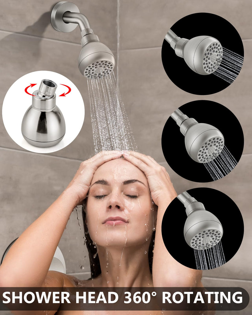 Shower Faucet Set with Rough-In Valve and Shower Head, Brushed Nickel