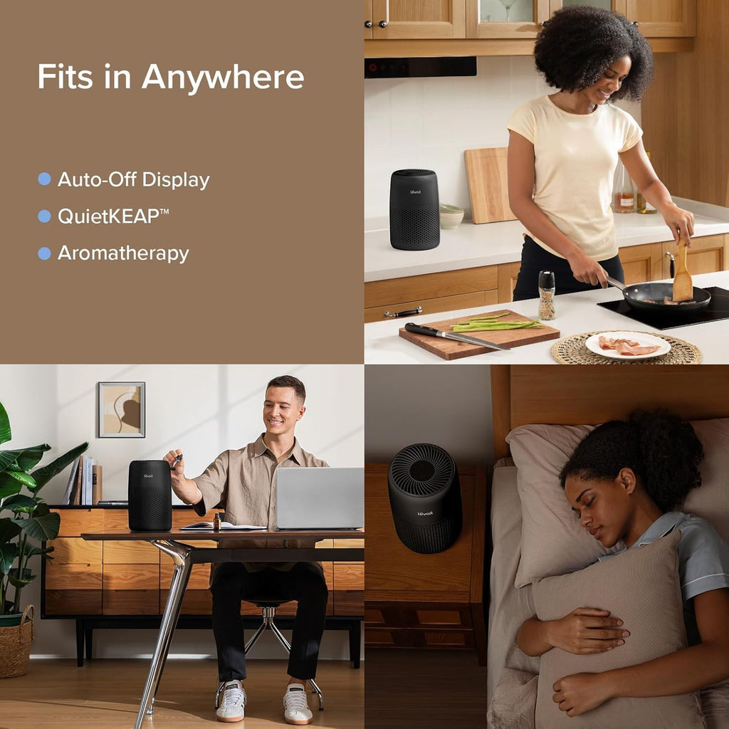 Air Purifiers for Bedroom Home Dorm, AHAM VERIFIDE, 3-in-1 Filter Cleaner With Aroma Pad, Filters Sm