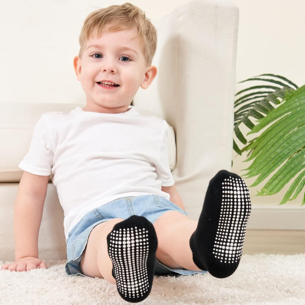 Baby Non Slip Grip Ankle Socks with Non Skid Soles for Infants Toddlers Kids Boys Girls