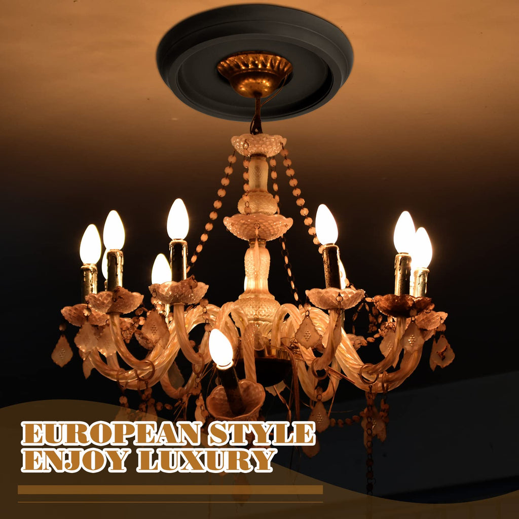 2 Pack Black Ceiling Medallion for Light Fixtures and Ceiling Fans Chandeliers 10" Od x 3.5" ID(Classic)