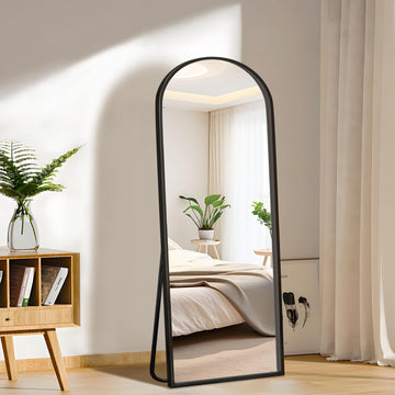 Arched Full Length Mirror with Stand, 57"x20" Full Body Mirror Standing Hanging or Leaning Wall, Arch Wall Mirror