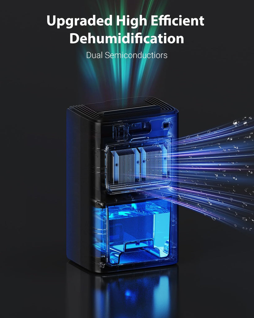 95oz Dehumidifiers for Home, 1000 Sq.Ft Dehumidifier with Drain Hose - Auto Shut Off, Timer, Sleep Mode & Drain Hose