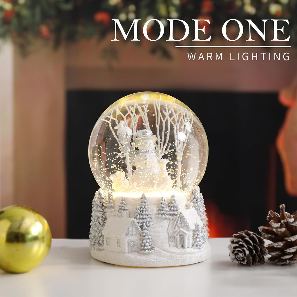 Christmas Snow Globe, White Winter Snowman Musical Snow Globe Decor