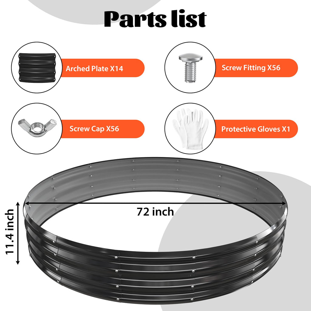 12In Tall 72 Inch Diameter Round Galvanized Fire Pit Ring/Fire Ring Black