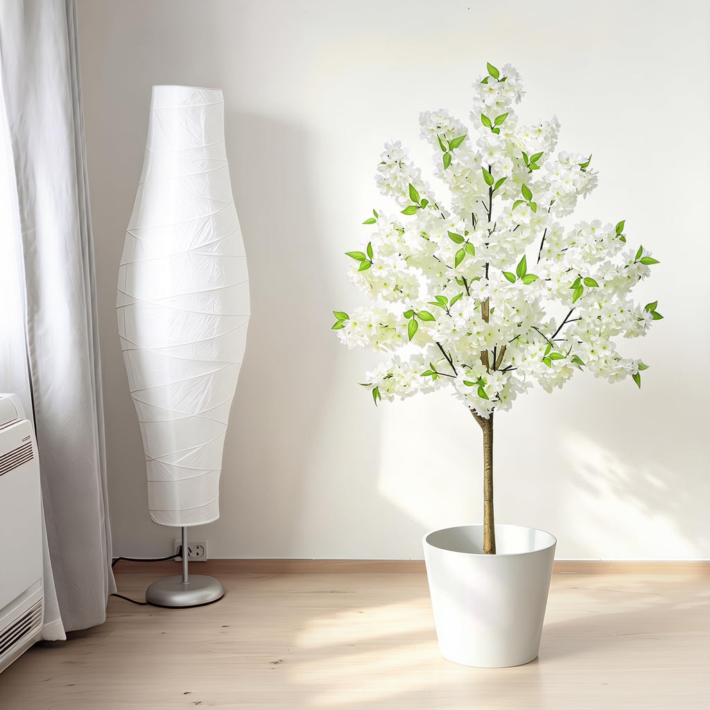 5FT White Artificial Cherry Blossom Tree with Pot Wedding Decor
