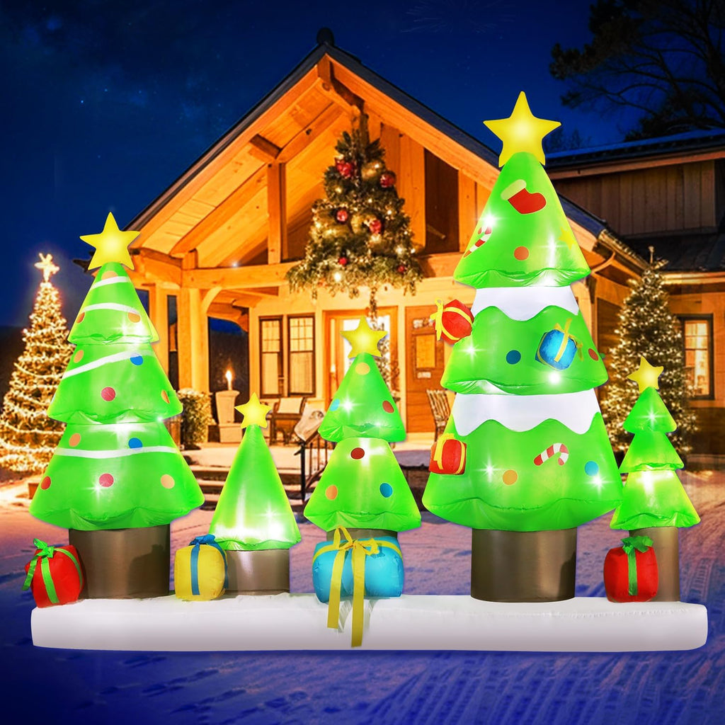 9 FT Long Huge Christmas Inflatable Tree Set Outdoor Decoration with Gift Boxes, LED Lights Holiday Blow Up Yard