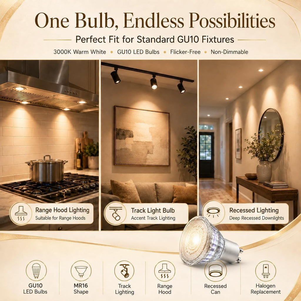 GU10 LED Bulbs 2-Pack, 5W (50W Equiv), 3000K Warm White, Non-Dimmable