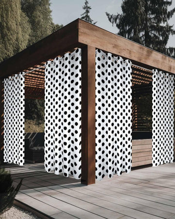 Outdoor Curtains Waterproof, Black White Privacy Screen Outdoor Front Porch Decor, Grommet Outside Curtains for