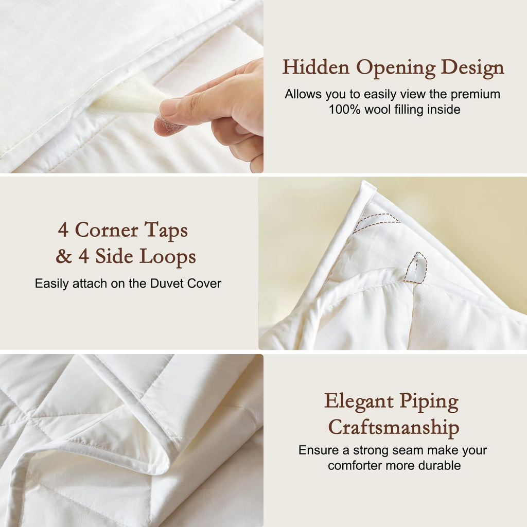 Washable Wool Comforter All-Season, Medium Weight, Queen