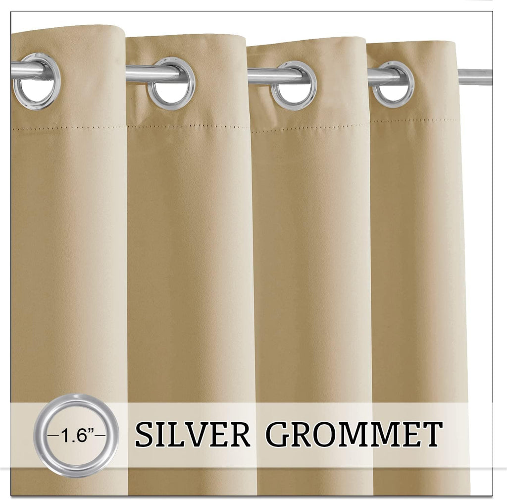 Outdoor Curtains Windproof - Waterproof Blackout Curtain with Weight Bags, Privacy Insulated Drapes Screen Porch