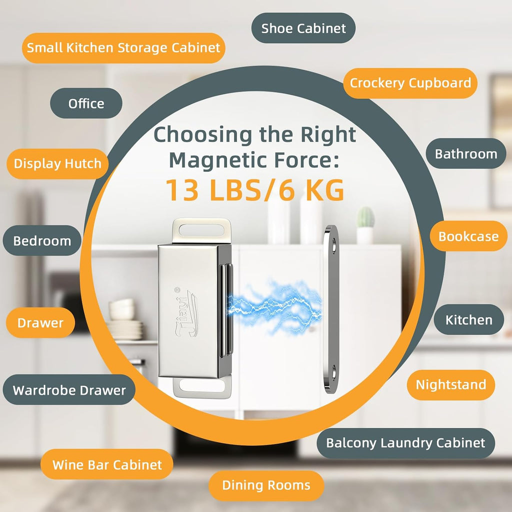 Cabinet Magnets 12 Pack Magnetic Door Catch Stainless Steel Kitchen Cabinet Magnetic Catch Drawer Magnet Door Cupboard