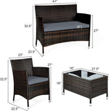 4-Piece Rattan Patio Set, Outdoor/Indoor Wicker Conversation Set for Pool, Backyard, Lawn