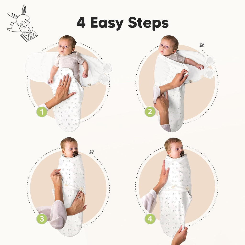 3pk Organic Swaddles for Newborns Girls, Boys & Hats (Bunnies, )