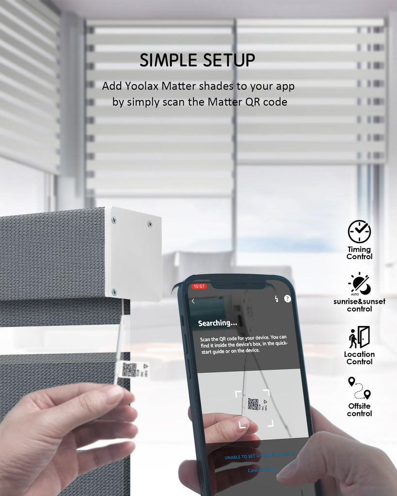 Motorized Matter Zebra Blinds, Room Darkening Smart Window Blinds