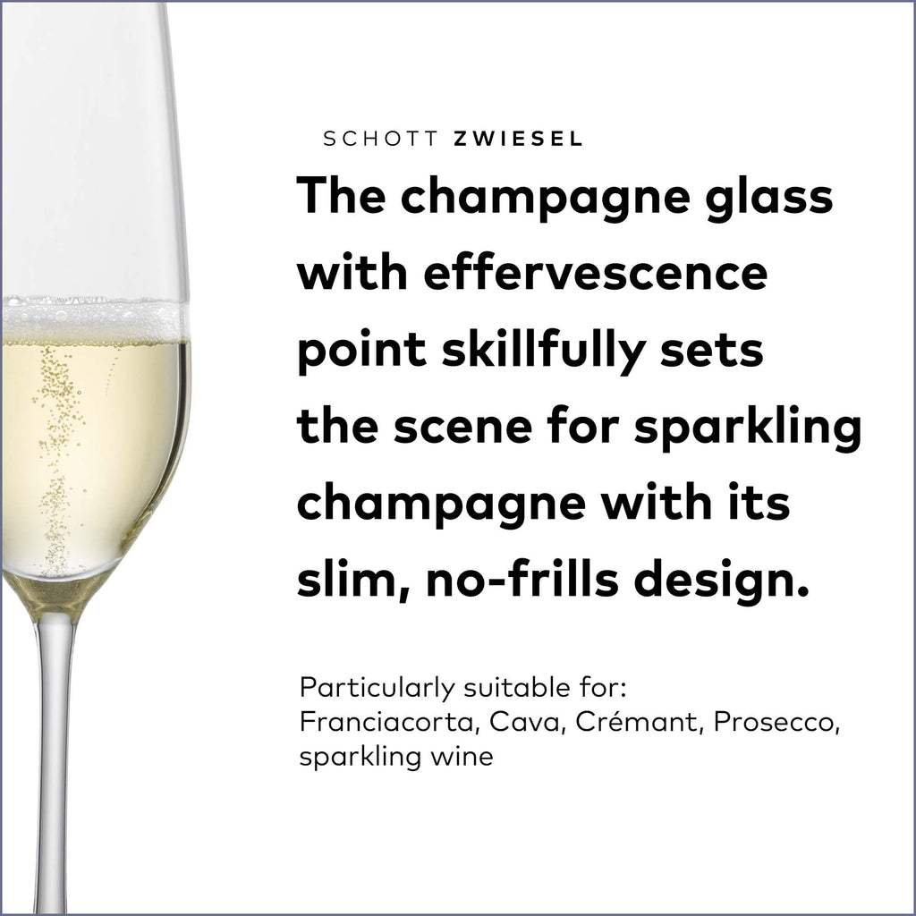 Forté Champagne Flute (Set of 6), Champagne Glasses with Effervescence Point, Dishwasher-Safe Machine-Made Tritan