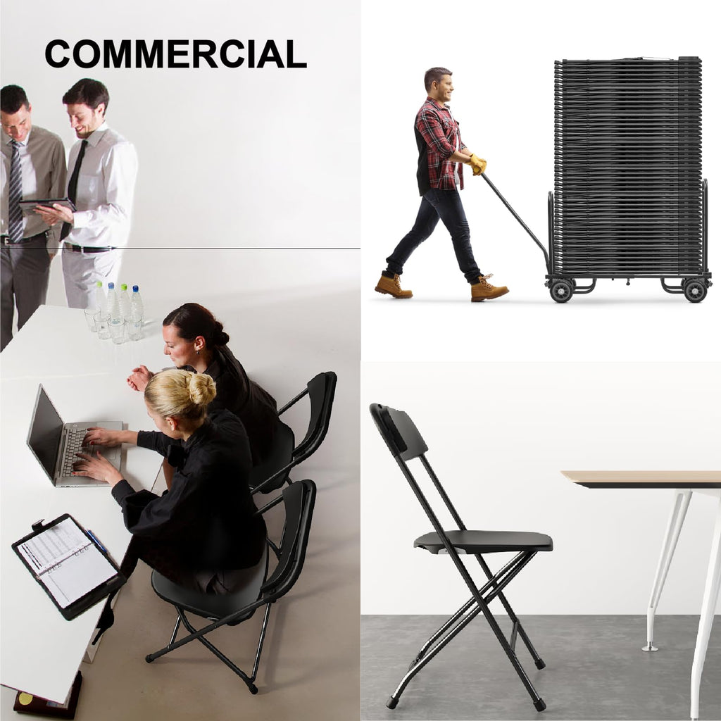 24 Pack Black Folding Chairs for Wedding Party School, 350lbs