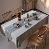 Tablecloth, Embroidered Waterproof Table Cloth Cotton Linen Wrinkle Free Anti-Fading Tablecloths Was