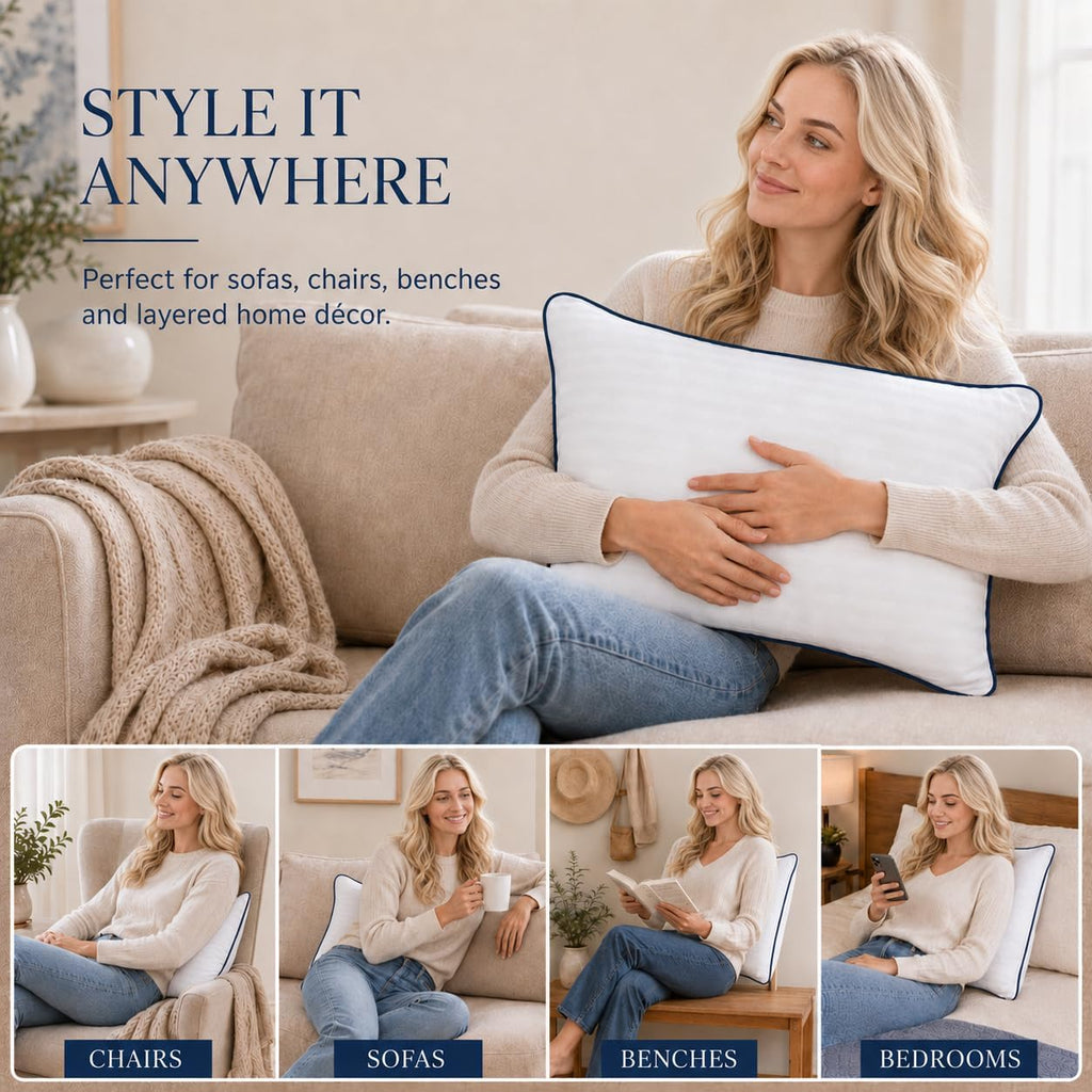 12x20 Throw Pillow Insert, Shredded Memory Foam Filling, Lumbar Cushion