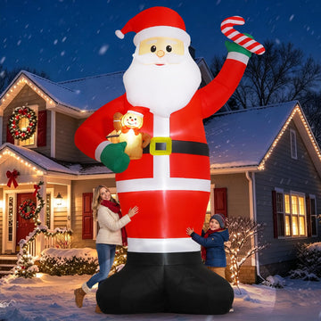 12FT Christmas Inflatable Santa Outdoor Decorations for Yard Lawn