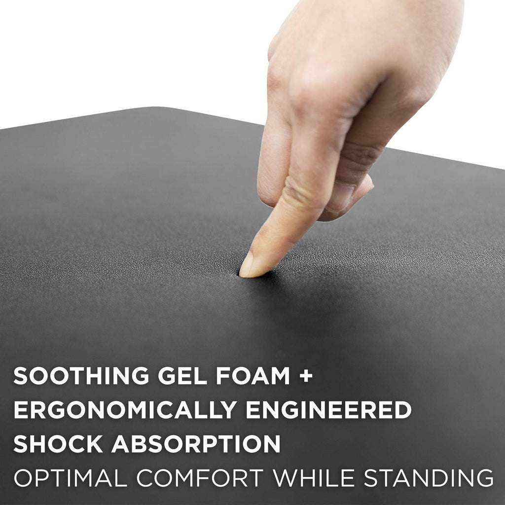Anti Fatigue Floor Mat, 18x22, Black | Anti-slip, washable rubberized gel foam mat for standing desks, kitchens &