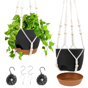 Hanging Planters for Indoor Outdoor Plants, 2 Pack Self Watering Hanging Pots, Hanging Plant Baskets with Drainage