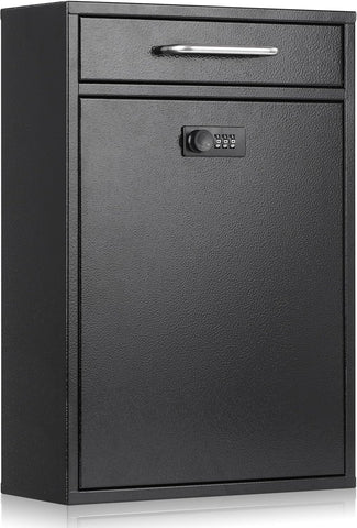 Wall Mount Mailboxes with Combination Lock, Wall Mail Box with Lock, Hanging Secured Postbox, Security Key Drop Box