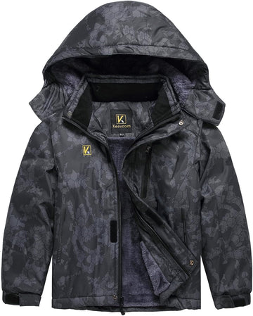 Boy's Waterproof Ski Jacket Winter Warm Thick Snow Coat Windproof Fleece Kids Outdoor Hooded Snowboard Jackets