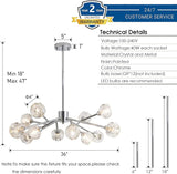 Sputnik Chandeliers for Dining Room Light Fixture Over Table, Modern Crystal Chandeliers, 12 Lights Chrome Lighting Fixtures for Living Room Bedroom Kitchen Island Bar A116-B08L99F41Z