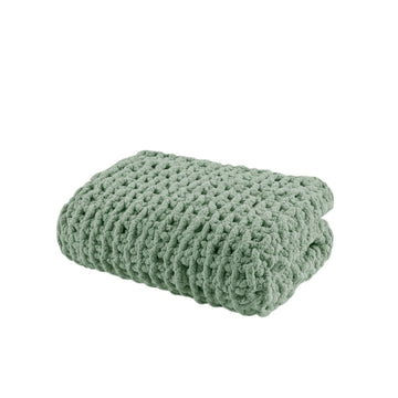 Chenille Chunky Knit Throw Blanket, 50 x 60", Sage Green