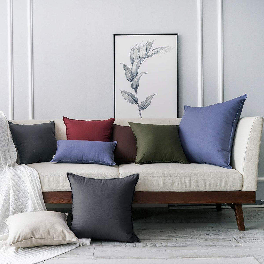 Set of 2 Decorative Cotton Linen Couch Throw Pillow Case 26"x26" Sofa Pillow Durable Classy, Comfortable Cushion