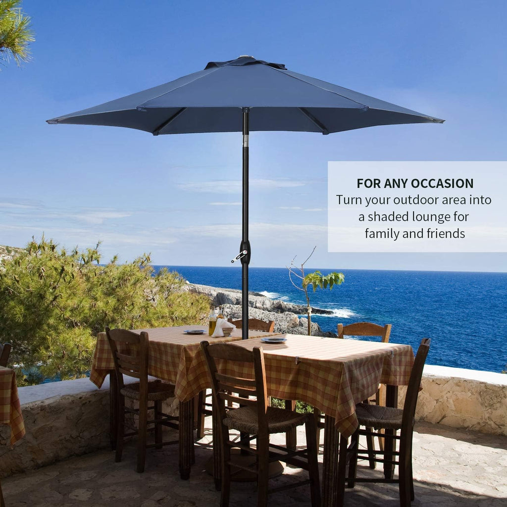 9FT Patio Umbrella Outdoor Table Umbrella,Market Umbrella with Push Button Tilt and Crank Pool, No Base (Navy Blue)