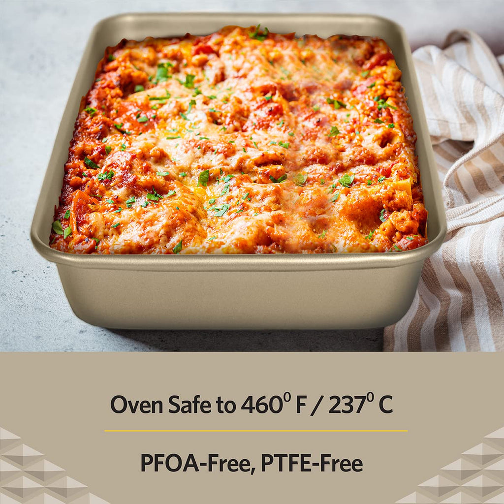 Baking Pan Nonstick - Oblong Metal Dish for Cake and Lasagna - Heavy Duty Carbon Steel Bakeware, Large