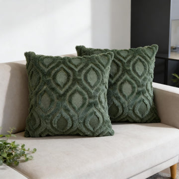 Pack of 2 Decorative Throw Pillow Covers 24x24, Soft Plush Faux Fur Wool Couch Cushion Pillow Covers Cozy Boho