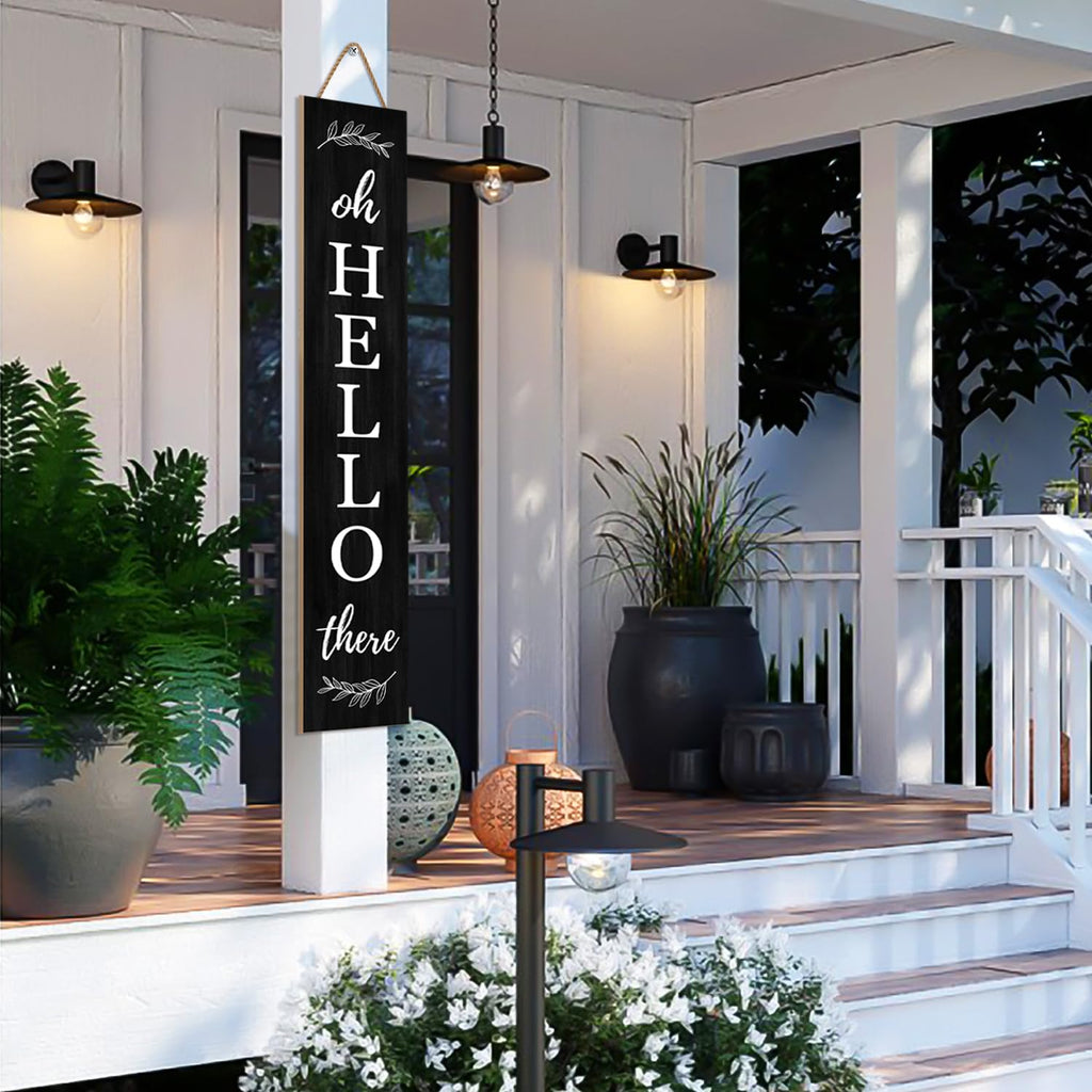 Welcome Porch Sign Oh Hello There Wooden Welcome Sign Vertical Hanging Signs For Standing Front Porch Decor Rustic
