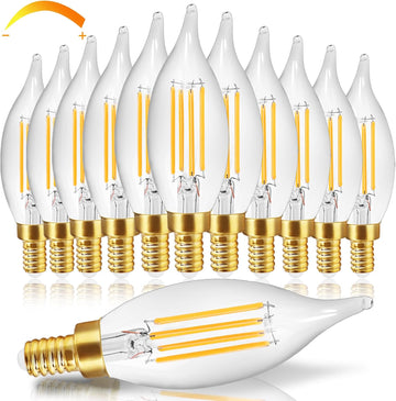 Dimmable E12 LED Candelabra Bulbs 60 Watt Equivalent, 2700K Warm White 700 Lumen Chandelier Light Bulbs, 6W Flame Tip