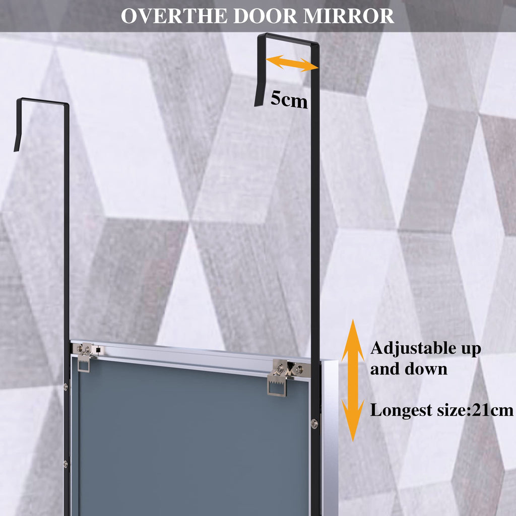 60"x18" Full Length Mirror Over the Door Hang or Wall Mounted, Silver