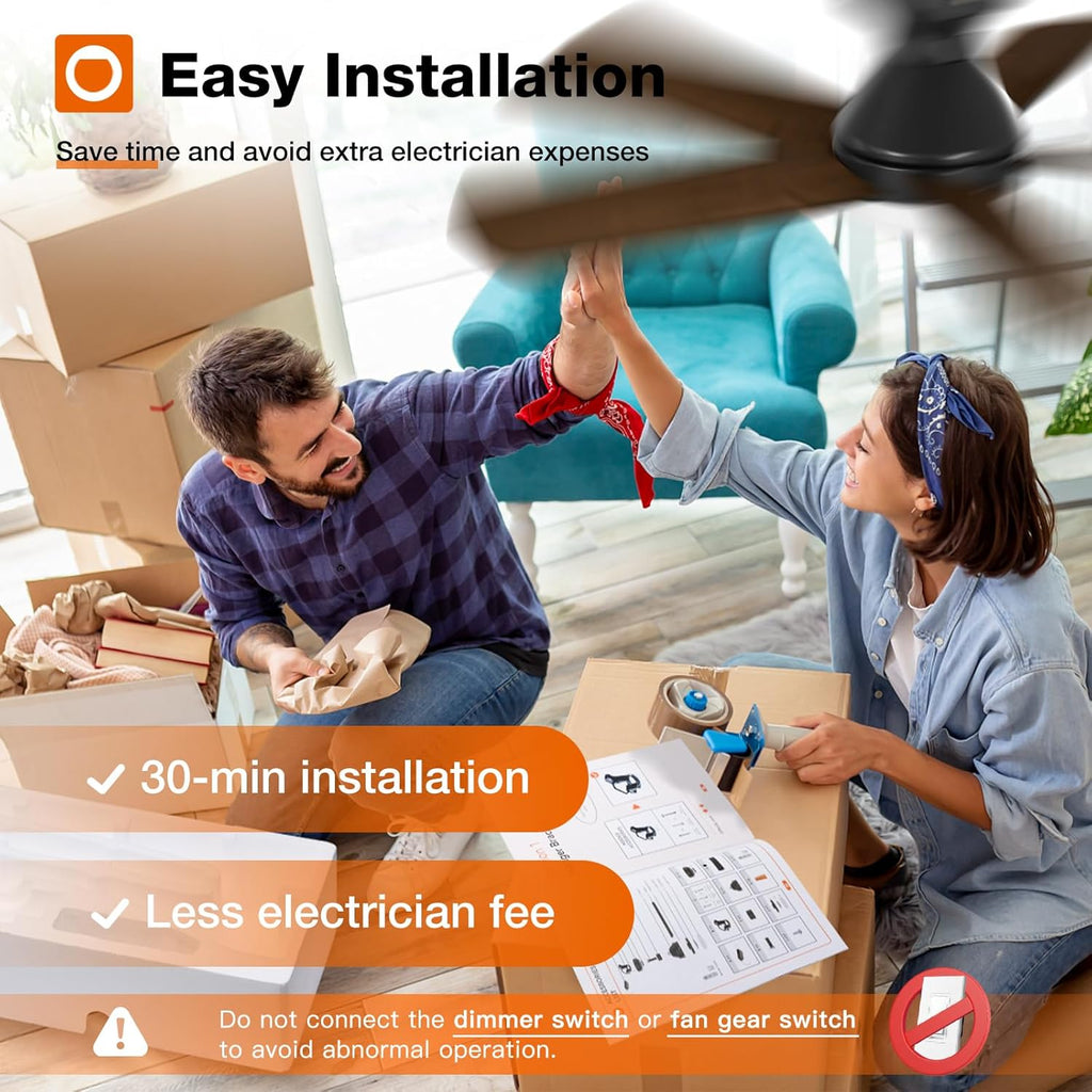 Ceiling Fans with Lights, 42 Inch Low Profile Ceiling Fan with Light and Remote Control, Flush Mount, Reversible, 3CCT, Dimmable, Quiet, Black Small Ceiling Fan for Bedroom Indoor/Outdoor Use A103-B0CLNKYN38