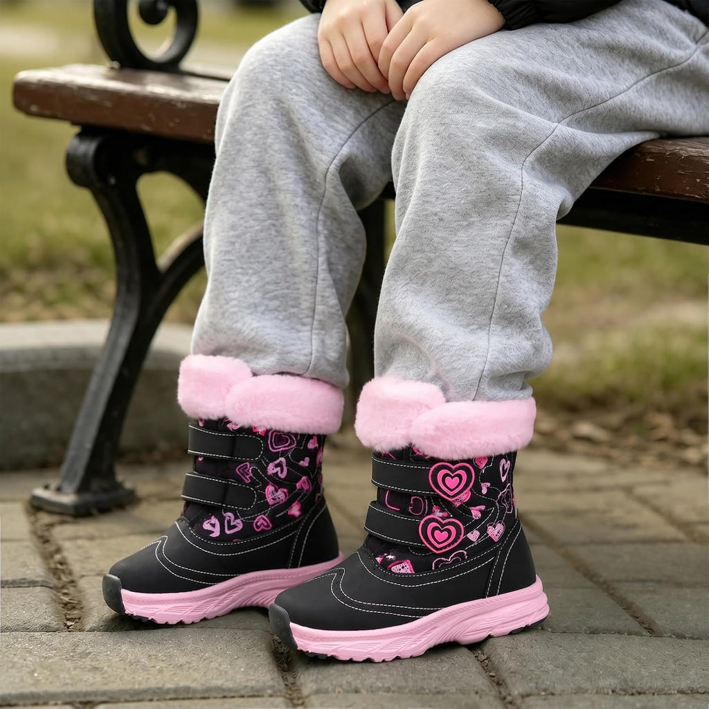 Toddler Girl Boots Kids Snow Boots Fuzzy Winter Shoes
