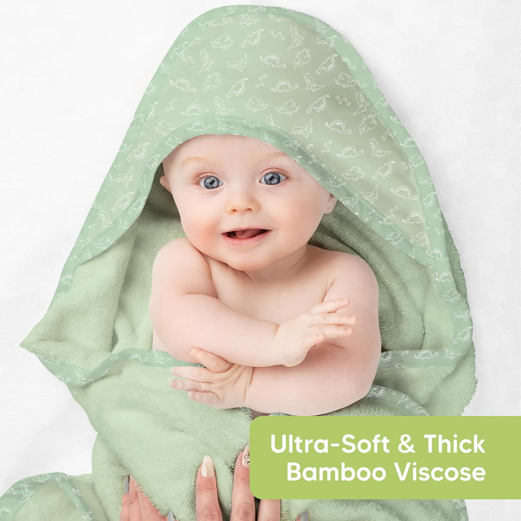Baby Hooded Towel and Pack Organic Baby Washcloths - Viscose from Bamboo Baby Towel, Soft Bamboo Viscose Washcloth