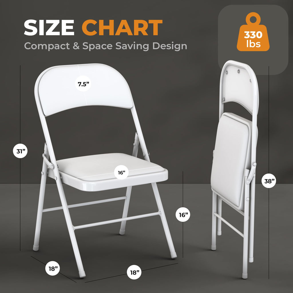 8 Pack Leather Chair | Foldable & Stackable | 350 lbs Capacity Steel Frame Seats for Indoor or Outdoor | Commercial