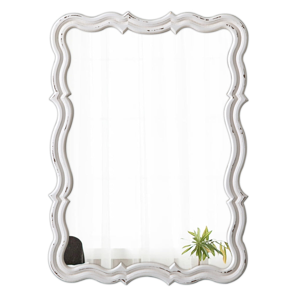 Rustic Scalloped Wall Mirror Decorative 24 X 18 Inch