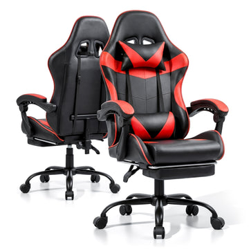 Gaming Chair with Footrest and Lumbar Support, Height Adjustable Chair with 360°Office Desk Chair, Heavy Duty 330lbs