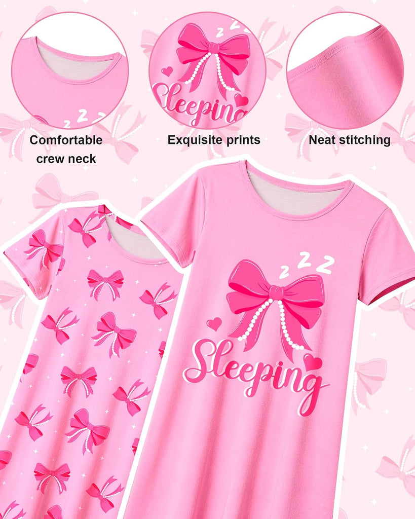 2Pcs Girls Nightgowns Kids Pajamas Princess Nightgown Dress Sleepwear for Toddler Little Girls Nightdress