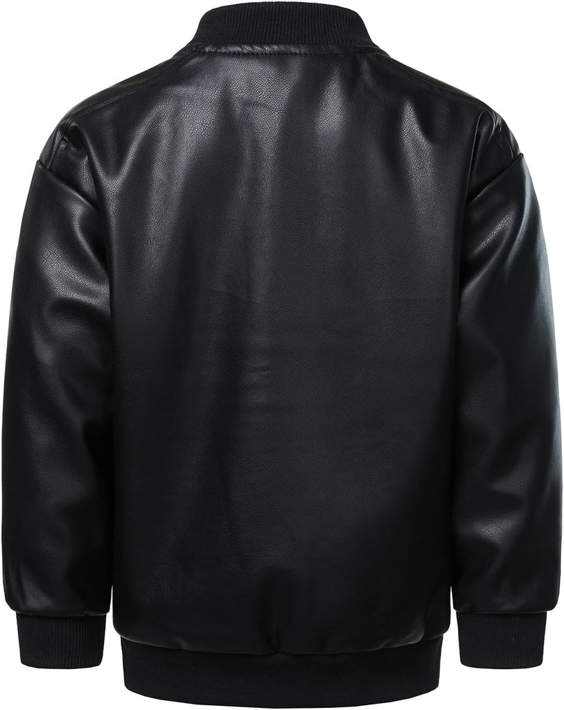 Boys Faux Leather Jacket Lightweight Bomber Coats