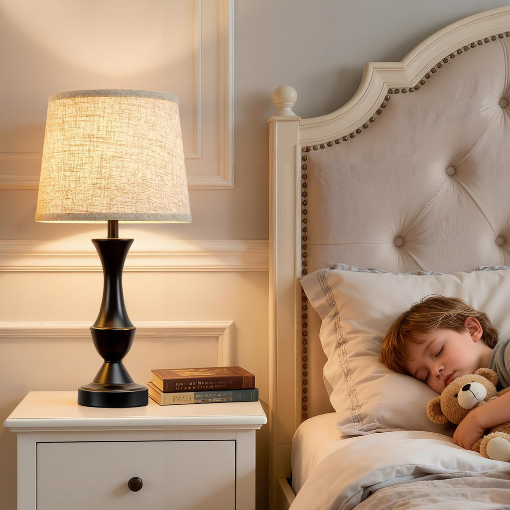 Table Lamp Set of 2, 19" Farmhouse Vintage Bedside Lamps