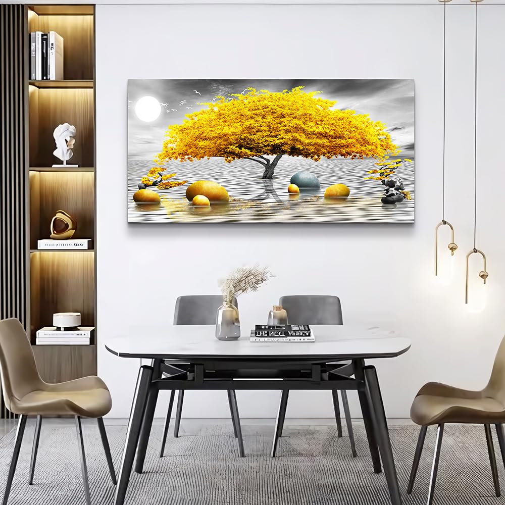 Wall decorations Canvas Wall Art Abstract wall decor Black and white Canvas Art Yellow tree paintings bathroom Home
