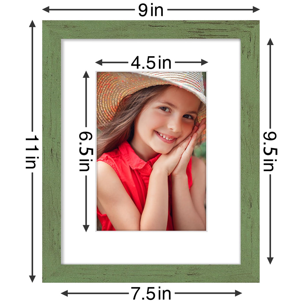 8x10 Picture Frames Set of 9, Wall & Tabletop, Rustic Green