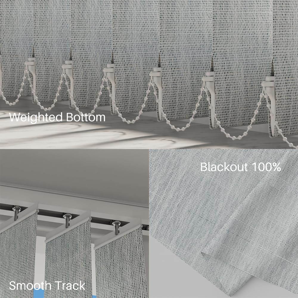 Motorized Vertical Blinds Compatible with Alexa Google Home, Blackout Sliding Door Shades Smart Vertical Blinds